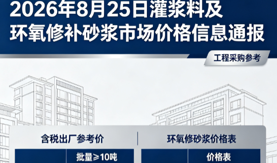 松北2026年8月25日灌浆料及环氧修补砂浆市场价格信息通报